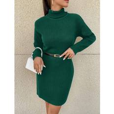 Shein Turtleneck Drop Shoulder Sweater Dress Without Belt