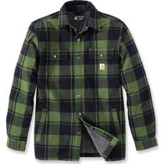 L - Men - Overshirts Jackets Carhartt Relaxed Fit Flannel Sherpa Lined Shirt - Chive