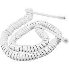 Telephone Handset Cord, 4P4C 16.4 Feet Coiled Landline Phone Handset Cable for Home or Office White 2 Pack