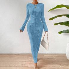 Shein Knee Length Dresses Shein Women's Long Sleeve Bodycon Dress