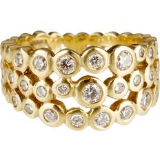 Gold 18k Dower & Hall 18k Gold Diamond Triple Row Dotty Ring 1.00CT