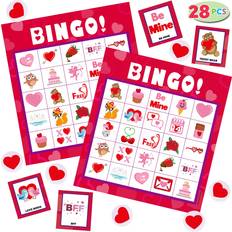 Joyin Valentines Day Bingo Game Cards 5x5 – 28 Players for Kids Party Card Games, School Classroom Games, Love Party Favors Supplies, Family Activity