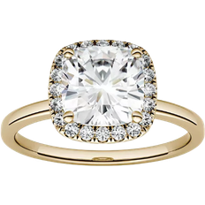 Charles & Colvard Moissanite Cushion Halo Engagement Ring - Gold/Diamonds