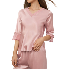 Bluesign /FSC (The Forest Stewardship Council)/Fairtrade/GOTS (Global Organic Textile Standard)/GRS (Global Recycled Standard)/OEKO-TEX/RDS (Responsible Down Standard)/RWS (Responsible Wool Standard) Sleepwear LilySilk Women's 22 Momme Laced Silk Pajama Set - Rosy Pink