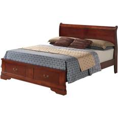 Beds & Mattresses Passion Furniture PF-G3100D-QSB2 Louis Storage Sleigh Wood Bed Cherry