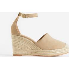 H&M Damen Wedge-heeled suede espadrilles Beige