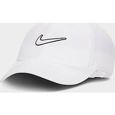 Nike White Caps Nike Club Swoosh Unstructured Strapback Hat White/White