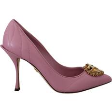 Dolce & Gabbana Heels & Pumps Dolce & Gabbana Pink Leather Heart DEVOTION Heels Pumps Shoes