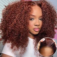  Fiona Wig Color FS4/30 - Foxy Lady Wigs 18 Medium Length  Curly Lace Front Human Hair African American Lightweight Average Cap Bundle  w/MaxWigs Hairloss Booklet : Beauty & Personal Care