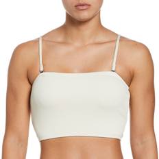 Nike White Bikini Tops Nike Women's Bandeau Midkini Swim Top in White, NESSD232-121