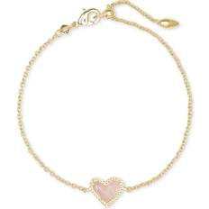 Kendra Scott Women Bracelets Kendra Scott Ari Heart Gold Chain Bracelet in Rose Quartz One