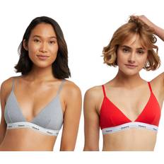 Hanes Red Bras Hanes Originals Women's 2pk Stretch Triangle Bralette MHO102 Red/Gray