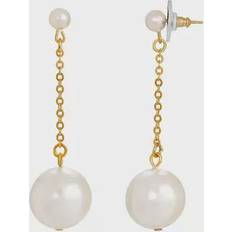 Pearl Earrings 1928 Gold Tone Simulated Pearl Chain Drop Post Earrings, Women's, White