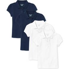The Children's Place Girl's Uniform Ruffle Pique Polo 4-pack - White/Tidal