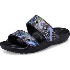 Crocs Unisex Classic Graphic Two-Strap Slide Sandals, Butterfuly Print, Men
