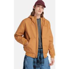 Timberland Insulated Canvas Hooded Bomber Jacket For Men In Orange Orange