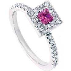 Pompeii3 1/2ct Pink Sapphire Princess Cut Diamond Ring 14K White Gold