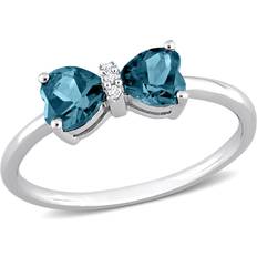 1.00 Carat ctw London Blue Topaz Heart Bow Ring in 10K White Gold