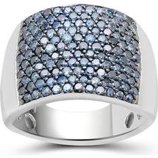 Jewelexcess Jewelexcess Sterling Silver Carat T.W. Blue Diamond Ring, Women's, 8, White