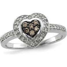 Brown Rings 1/5 Carat ctw Champagne Diamond Heart Promise Ring in Sterling Silver