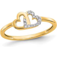 Gem & Harmony Double Heart Promise Ring - Gold/Diamonds