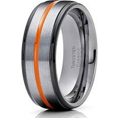 Orange Rings Orange Tungsten Wedding Ring 8mm Tungsten Ring Black Tungsten Ring Anniversary Ring Men & Women 8mm Tungsten Ring