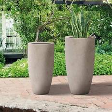 Plantara & 23.6" H Tall Concrete planter, Large Plant pot, Modern Tapered Flower