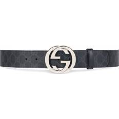 Leather - Men Accessories Gucci GG Supreme Belt with Buckle - Black/Grey