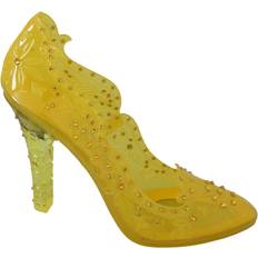 Dame - Gule Pumps Dolce & Gabbana Yellow Floral Crystal CINDERELLA Heels Shoes EU39/US8.5