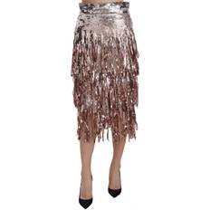 XXXS Skirts Dolce & Gabbana Sequin Embellished Fringe Midi Pencil Women's Skirt
