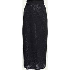 Dolce & Gabbana Polyester Skirts Dolce & Gabbana Lace-stitch Calf-length Skirt Woman Skirts Black Lace