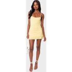Short Dresses - Yellow EDIKTED Pointelle Ruffle Mini Dress Yellow