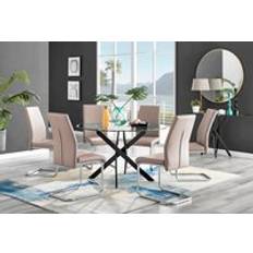 Schwarz Tischgruppen Box Novara Black Leg Dining Set 120cm