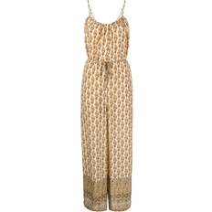 Beige Jumpsuits & Overaller GOLDHAWK Printed Silk Jumpsuit Beige