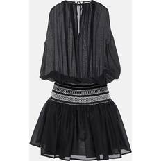 Tory Burch Cotton Dresses Tory Burch Smocked Mini Dress Black