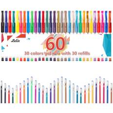 Arts & Crafts Gel Pens, Lelix 60 Pack Gel Pen Set, 30 Colors Gel Pen with 30 Refills for Kids Adult Coloring Books, Drawing, Doodling, Crafting, Journaling, Scrapbooking