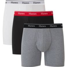 Hanes White Men's Underwear Hanes Originals Men's Stretch Cotton Boxer Briefs Pack, Moisture-Wicking, Assorted, 3-Pack