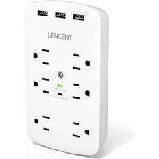 LENCENT 2 Prong Power Strip, 3 to 2 Prong Grounding Outlet Adapter,  Polarized Plug, Surge Protector, 3-Sided 6 Outlet Extender 