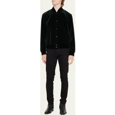 Saint Laurent Men Outerwear Saint Laurent Men's Velvet Logo Teddy Jacket FOREST 48R 38R US