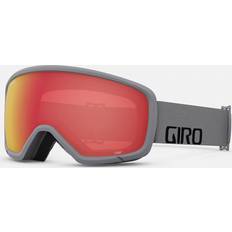 Giro Ski Equipment Giro Stomp Kids Ski Goggles Snowboard Goggles for Youth, Boys & Girls Grey Wordmark Strap with Amber Scarlet Lens