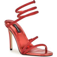 Nine West Maskil Ankle Wrap Heeled Sandals Red