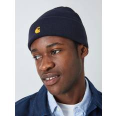 Gold - Men Beanies Carhartt WIP Carhartt-WIP Chase Beanie Hat Dark Navy/Gold