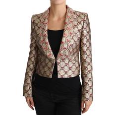 Gold - Women Blazers Dolce & Gabbana Gold Floral Sequined Blazer Coat Jacket