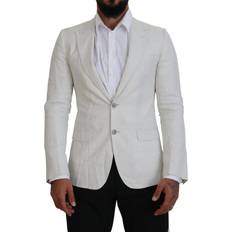 Men - White Blazers Dolce & Gabbana White Linen Slim Fit Jacket Men's Blazer