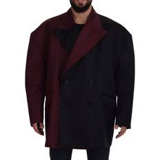 Dolce & Gabbana Red Outerwear Dolce & Gabbana Bordeaux Polyester Breasted Jacket