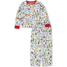 Unisex - White Pajamas Dr. Seuss Grinch Cat in the Hat Toddle Long Sleeve 2-Piece Pajamas Set TF20408SS