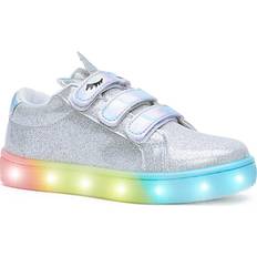 FABKIDS Unicorn Light Up Sneaker Kids' Girl's Silver Metallic Toddler Sneakers