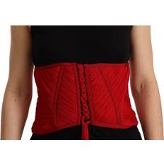 Dolce & Gabbana Red Blouses Dolce & Gabbana Red Corset Belt Stretch Waist Strap Silk Women's Top