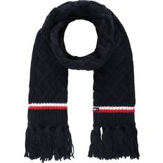 Tommy Hilfiger Women Scarfs Tommy Hilfiger Women's Lattice Cable with Stripes Scarf Blue Blue