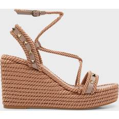 Valentino Garavani Wedge-Sandalen Rockstud mit Leder Braun